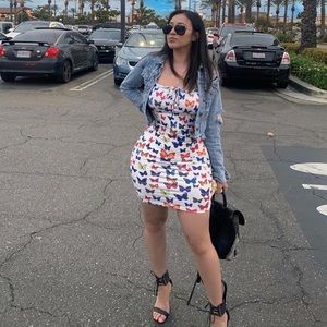 White butterfly cute ruffle dress